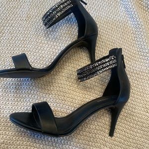 Beautiful ankle sparkly black heels
